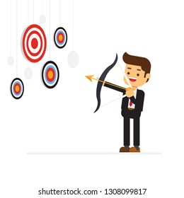 Business man aiming for a high target