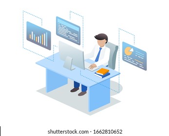Business man analyzing the marketing graph