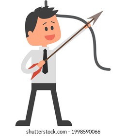Business man archer with bow and arrow vector archery