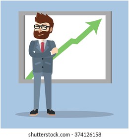 business man arrow up statistic