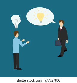 Business man ask for creativity. Creativity Business concept. Isometric 3d design. vector illustration