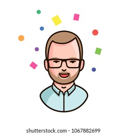 Business man, avatar icon in vector.
