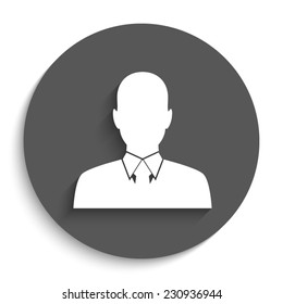 Business man avatar profile - vector icon with shadow on a round grey button