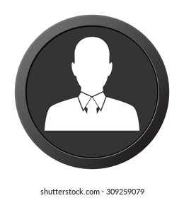 Business man avatar profile - vector icon on a grey button