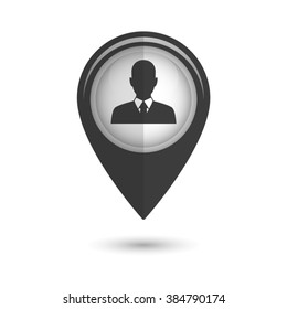 Business man avatar profile - vector icon;  black map pointer