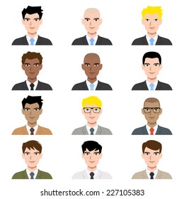 Business man avatar, vector illustration set collection