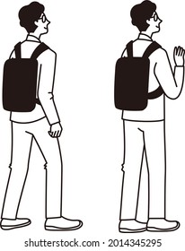 Business man back full body vector