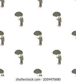 Business Man With Black Umbrella Pattern Seamless Background Texture Repeat Wallpaper Geometric Vector