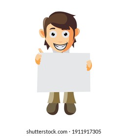 Business man with Blank Board cartoon character Illustration design creation Isolated