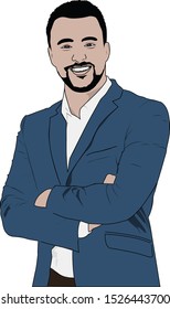 Business Man in Blue Jacket White Shirt