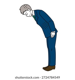 Business Man Bowing Side View Apology Illustration