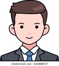 Business-Mann-Junge Avatar User Person Menschen necktie Anzug Farben Outline Stil