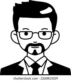 Business man boy avatar User person people beard glasses Semi-Solid Transparent Style