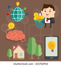Business man Brain Global