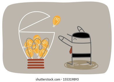 Business man brainstorm idea to make a big success innovation