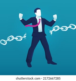 Business Man Breaking Chain For Freedom And Spirit In Business Concept