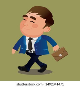 Business man with briefcase. Character vector design
