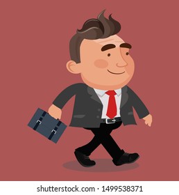 Business man with briefcase. Character vector design