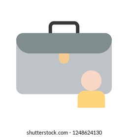 business man briefcase or marketing bag flat design icon.