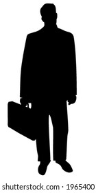 Business Man with Briefcase Silhouette (Vector)