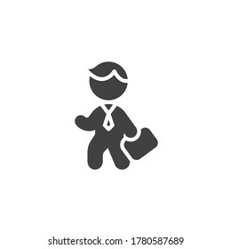 Business man with briefcase vector icon. filled flat sign for mobile concept and web design. Man holding briefcase glyph icon. Symbol, logo illustration. Vector graphics