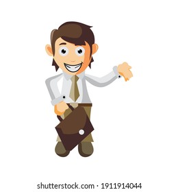 Business man Bring Bag cartoon character Illustration design creation Isolated