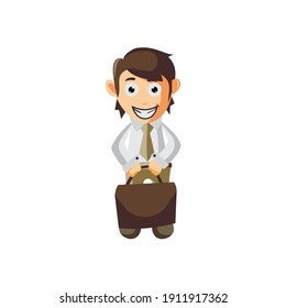 Business man Bring Bag cartoon character Illustration design creation Isolated