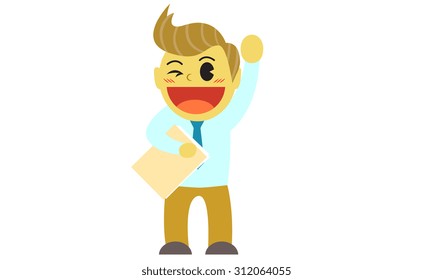 Business Man Bring Map Cartoon
