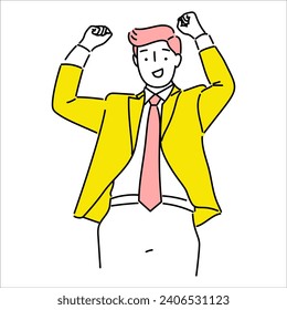 Business man, businessperson or employee staff people cartoon. Company professional minimalist illustration vector japanese style