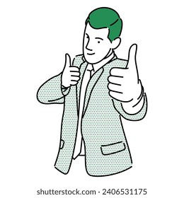 Business man, businessperson or employee staff people cartoon. Company professional minimalist illustration vector japanese style