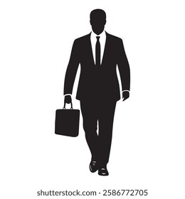 A business man carrying a briefcase silhouette vector illustration