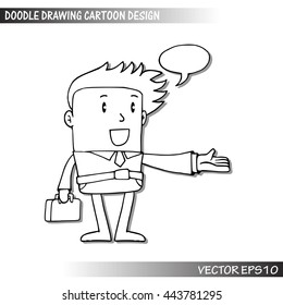 Business man cartoon character , Doodle hand sketching