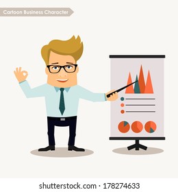 Business man cartoon character. Presentation concept