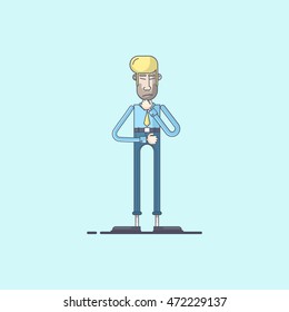 Business man cartoon character. Vector illustration using flat design