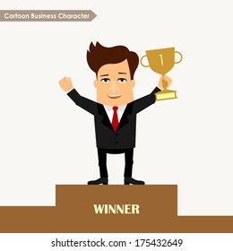 Business man cartoon character.  Winner concept