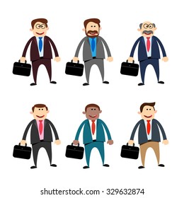 Business man cartoon characters set