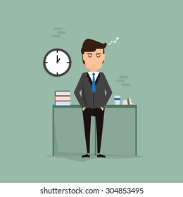 Business man cartoon characters. sleep in office