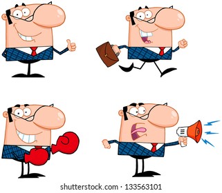 Business Man Cartoon Characters. Vector Collection 1