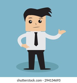 Business man cartoon on blue background vector.