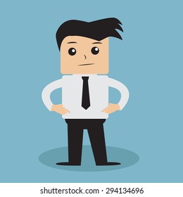 Business man cartoon on blue background vector.