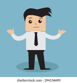 Business man cartoon on blue background vector.