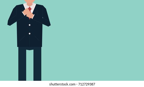 Business man cartoon on pastel background. Free space for text.