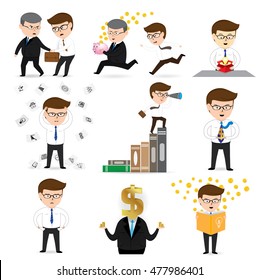 Business man cartoon set, vector 10, Business concept