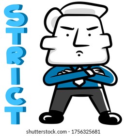 Business man cartoon strict vector concept on a white background