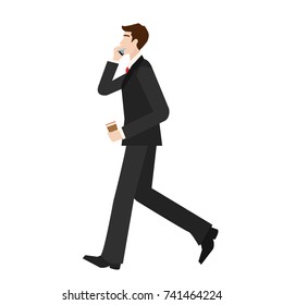 Business man cartoon vector. call phone. free space for text.