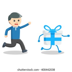 Business man catch gift