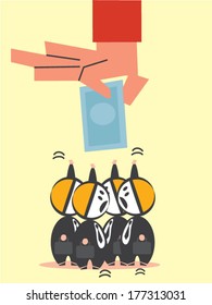 Business man catch money