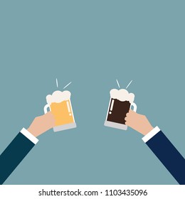 Business man celebrating party after working,flat vector design.
