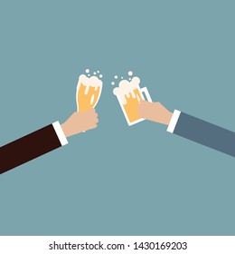 Business man celebrating party after working,flat vector design.
