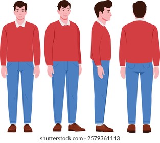 Business man character animation turnaround, Enhance your storytelling effortlessly